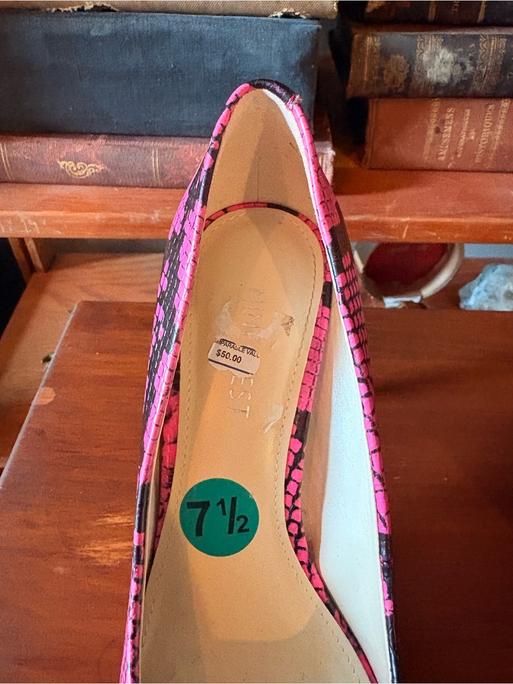 Nine West Tatiana Pump Pink Snake-Print Pointed Toe High Heels - Picture 7 of 11